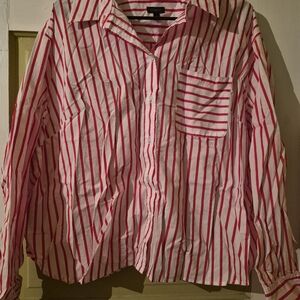 Talbots Pink and White Striped Button-Up Shirt